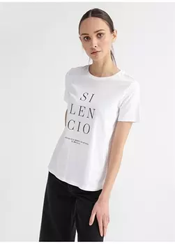 Белая женская футболка с круглым вырезом с принтом Fabrika