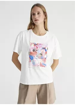 Белая женская футболка с круглым вырезом с принтом Fabrika