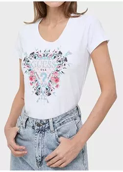 Белая женская футболка с круглым вырезом W4RI38J1314-G011 Guess, белый