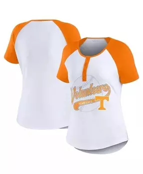 Белая женская футболка с логотипом Tennessee Volunteers Baseball Raglan Henley Wear By Erin Andrews, белый