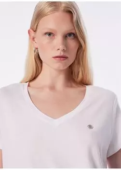 Белая женская футболка с V-образным вырезом RIEN-VT Pierre Cardin, белый