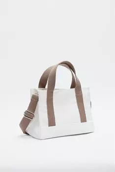 Белая женская холщовая сумка через плечо MADAMRA