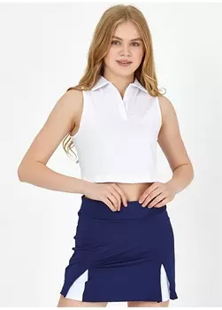 Белая женская короткая футболка с воротником-поло Grab