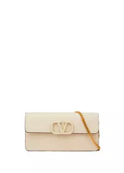 Белая женская кожаная сумка через плечо vlogo Valentino Garavani