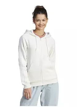 Белая женская куртка на молнии с капюшоном Adidas