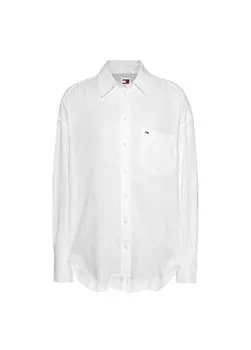 Белая женская льняная рубашка TJW SP OVR ЛЬНЯНАЯ РУБАШКА Tommy Jeans, белый