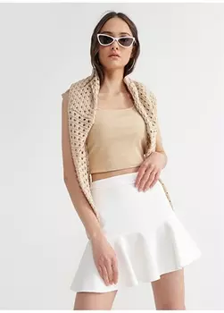 Белая женская прямая мини-юбка с нормальной талией Fabrika