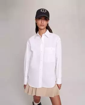 Белая женская рубашка из хлопкового поплина Maje, белый