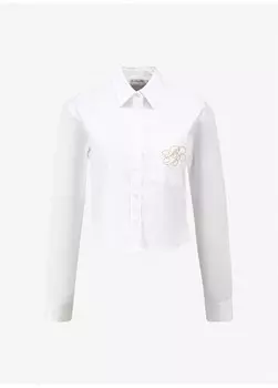 Белая женская рубашка обычного кроя с классическим воротником и вышивкой логотипа укороченный классический воротник Brooks Brothers, белый