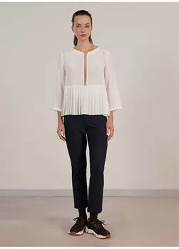 Белая женская рубашка с круглым вырезом Yargc