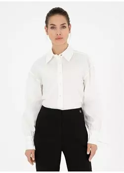 Белая женская рубашка с рубашечным воротником комфортного кроя LOREN Pierre Cardin, белый
