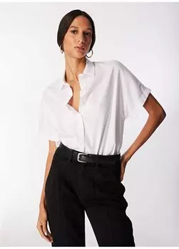 Белая женская рубашка с воротником-рубашкой Basic 1091223 Network, белый