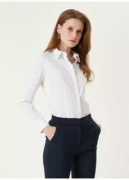 Белая женская рубашка с воротником-рубашкой Basic 1091228 Network, белый