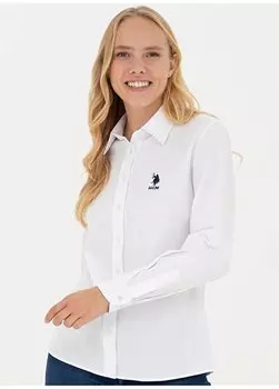 Белая женская рубашка с воротником узкого кроя WOX023K U.S. Polo Assn., белый