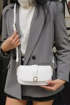 Белая женская сумка через плечо с пряжкой MADAMRA, белый