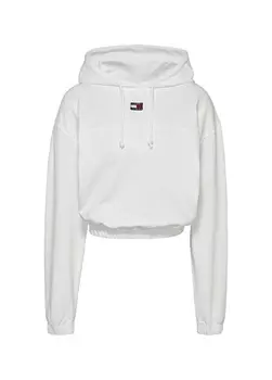 Белая женская толстовка с воротником с капюшоном и принтом Tommy Jeans