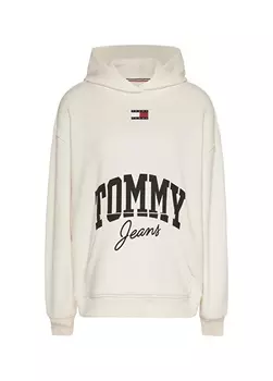 Белая женская толстовка с воротником с капюшоном и принтом Tommy Jeans