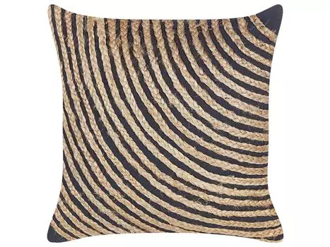 BELIANI декоративная подушка бежевый/черный хлопок и джут 45 х 45 см чехол с наполнителем на молнии структурированный геометрический узор бохо гостиная