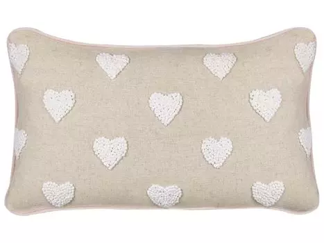 BELIANI декоративная подушка бежевый хлопок 30 x 50 см с вышитыми сердечками в форме сердца прямоугольный современный диван-кровать кресло гостиная спальня детская комната