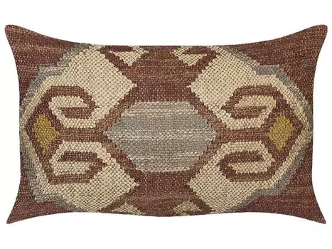 БЕЛИАНИ Декоративная подушка джут и шерсть, разноцветная, 30 х 50 см, восточный узор, стиль килим, стираные цвета Beliani, мультиколор