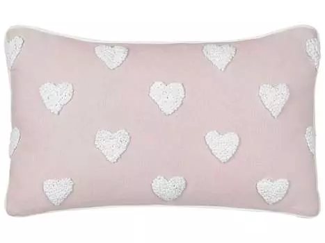 BELIANI декоративная подушка розовая из хлопка 30 х 50 см с вышитыми сердечками в форме сердца прямоугольная современная диван-кровать кресло гостиная спальня детская комната