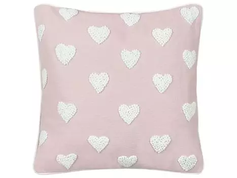 BELIANI декоративная подушка розового цвета, хлопок 45 x 45 см с вышитыми сердечками, квадратный современный диван-кровать кресло гостиная спальня детская комната