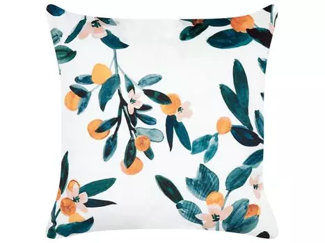 BELIANI декоративная подушка зеленая бархатная ткань с наполнителем из полиэстера 45х45 см с рисунком листьев современные аксессуары гостиная и спальня прихожая прихожая