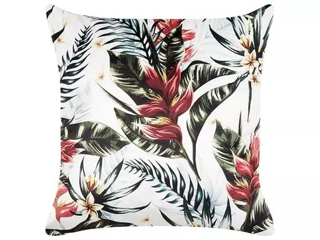 БЕЛИАНИ декоративная подушка зеленый/красный бархат 45 х 45 см ЭДЕЛЬВЕЙС мотив листьев стиль бохо Beliani