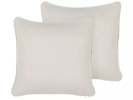 BELIANI Декоративные подушки Белый Набор из 2 шт. Хлопок/полиэстер 45 х 45 см Съемные чехлы на молнии Элегантный классический квадратный Салон Спальня