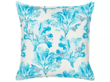 BELIANI Хлопковая подушка, белый и синий, 45 x 45 см, морской коралловый узор, квадратный, полиэстеровый наполнитель, аксессуары для дома
