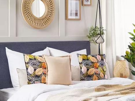 BELIANI набор декоративных подушек из 2-х разноцветных/черных бархатных подушек с чехлом в виде листьев 45 x 45 см гостиная салон спальня современный