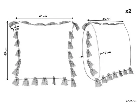 BELIANI Набор декоративных подушек из 2 желтых хлопковых подушек 45 x 45 см. Чехол с наполнителем и кисточками на молнии. Однотонное современное украшение в стиле бохо для гостиной и спальни.