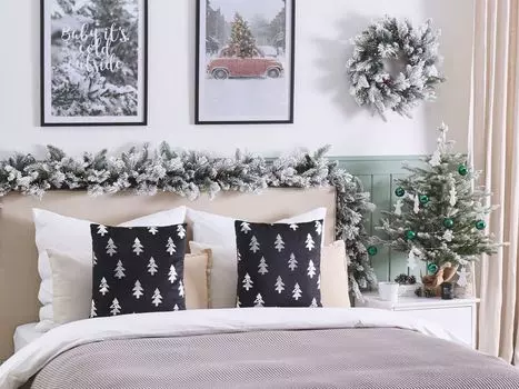 BELIANI набор декоративных подушек из бархатной ткани черный/серебристый, 2 шт., 45 x 45 см, еловый мотив, Рождество