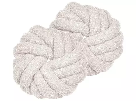 BELIANI Набор из 2 подушек с узлами, белое букле, 31 x 31 см, плюшевая тесьма, декоративный современный стиль