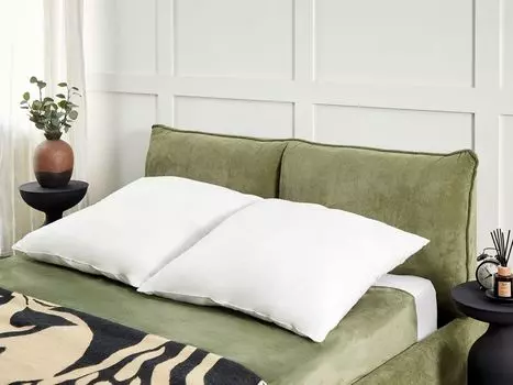 BELIANI Набор подушек из 2 белых лиоцелловых чехлов 80 x 80 см, низкий с полиэстеровым наполнителем. Квадратная мягкая подушка для аллергиков. Подходит для спальни.