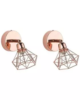 BELIANI настенный светильник, медный металлический набор из 2 регулируемых ромбовидных светильников, современный настенный светильник в индустриальном стиле, медь