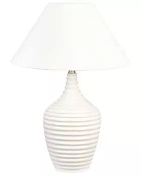 BELIANI Настольная лампа Бежевая керамическая основа с тканевым абажуром Освещение комнаты Прикроватная лампа, бежевый