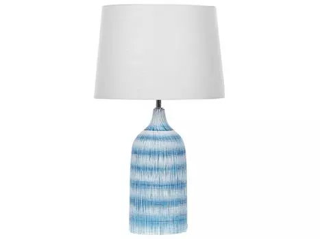 BELIANI настольная лампа с керамическим основанием синего цвета длиной 66 см с кабелем и выключателем классический абажур из хлопкового джута в белой гостиной спальне, синий