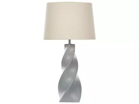 BELIANI настольная лампа с керамическим основанием, серая, 71 см, геометрический мотив, кабель с выключателем, абажур из джута и хлопка, кремово-белый, гостиная, спальня, серый