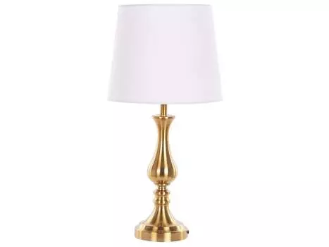 BELIANI настольная лампа серебристый металл 51 см тканевый абажур кремово-белый в форме вазы кабель с выключателем ретро стиль