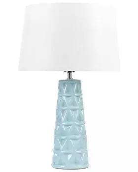 BELIANI Настольная лампа Синяя керамическая блестящая льняная прикроватная лампа Настольная лампа Современный дизайн, синий