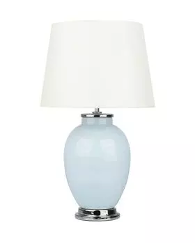 BELIANI настольная лампа синяя керамика 56 см тканевый абажур белый ампир в форме вазы кабель с выключателем ретро стиль, синий