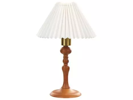 BELIANI настольная лампа темно-коричневый дуб, 39 см, тканевый абажур, конусообразная форма, белый, длинный кабель, с выключателем, лампа в стиле ретро, деревенский светильник