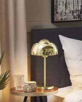 BELIANI настольная лампа золотого цвета из металла 44 см, круглый абажур, кабель с выключателем, индустриальный вид, современный дизайн