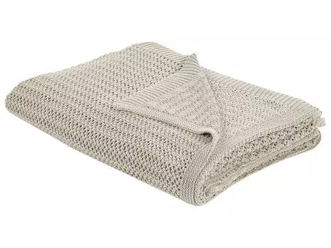 BELIANI Одеяло Светло-бежевое хлопковое 150 x 200 см Вязаное покрывало для кровати, дивана Спальня Гостиная