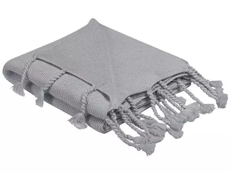 БЕЛИАНИ Одеяло темно-серое хлопок 125 х 150 см Уютная спальня Beliani, серый