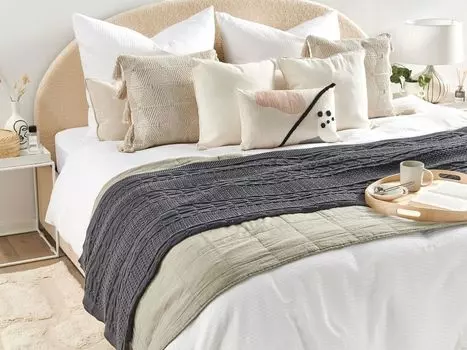 БЕЛИАНИ Одеяло Темно-Синее Хлопок 125 х 150 см Уютная Спальня Beliani, серый