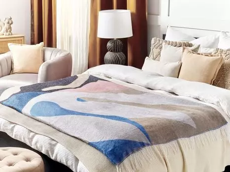 БЕЛИАНИ Плед с бахромой разноцветный полиэстер акрил 130 х 170 см декоративный цветочный узор Beliani, мультиколор