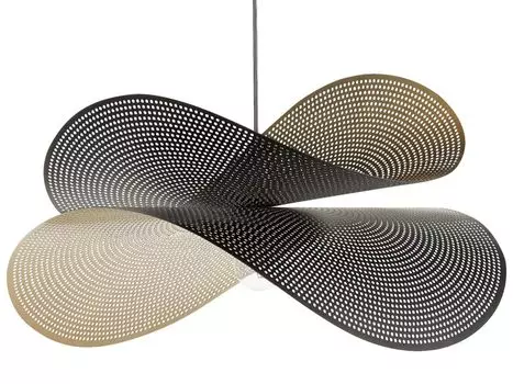 BELIANI Подвесной светильник Черный и золотой металлический изогнутый плафон с перфорированными акцентами Подвесной светильник