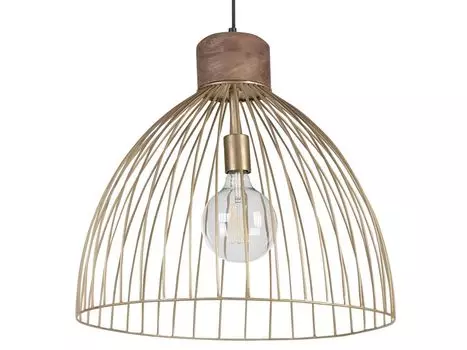 BELIANI подвесной светильник цвета латуни, металл и дерево манго, 1 лампочка, дизайн в виде сетки, современный промышленный дизайн, для обеденного стола, гостиной, золото